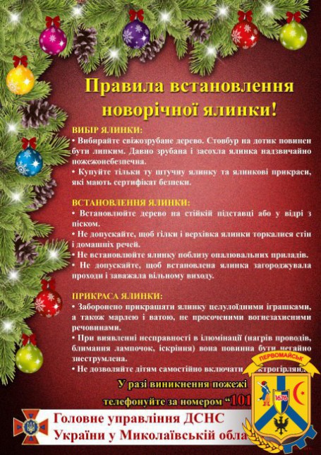 Правила безпечного встановлення Новорічної ялинки Правила безпечного встановлення Новорічної ялинки