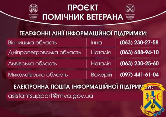 Для кандидатів у помічники ветеранів працюють телефонні лінії інформаційної підтримки 