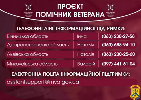 Для кандидатів у помічники ветеранів працюють телефонні лінії інформаційної підтримки 